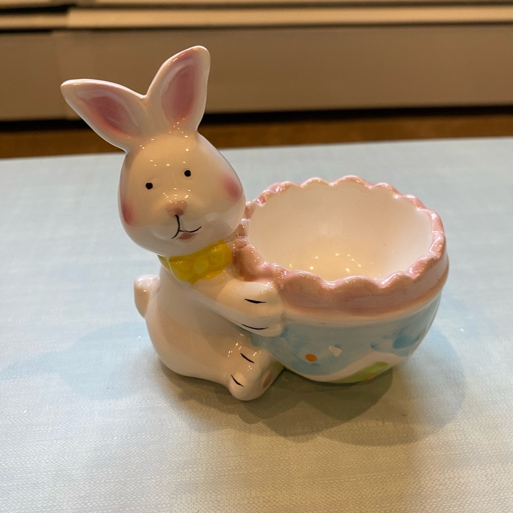 Colorful Bunny Figurine Set with Egg Holder - Picture 4 of 10